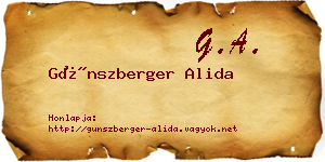 Günszberger Alida névjegykártya